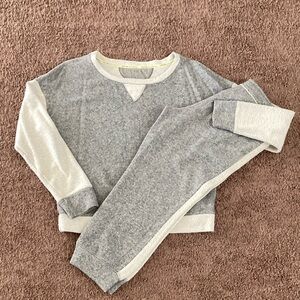 Calvin Klein Performance Colorblock Jogger Set Sweatsuit Size M Gray Cream